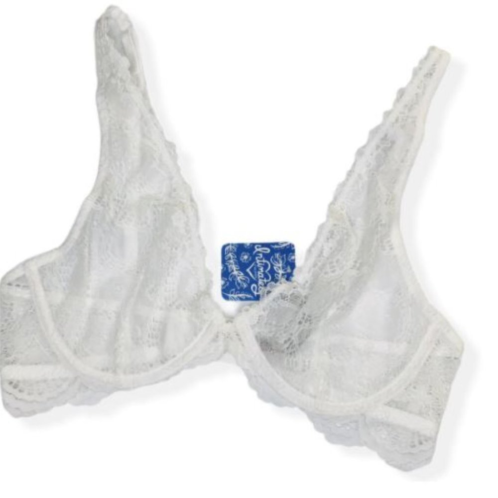 Free People Bra 32D White Plunge Lace NWT - Picture 6 of 6